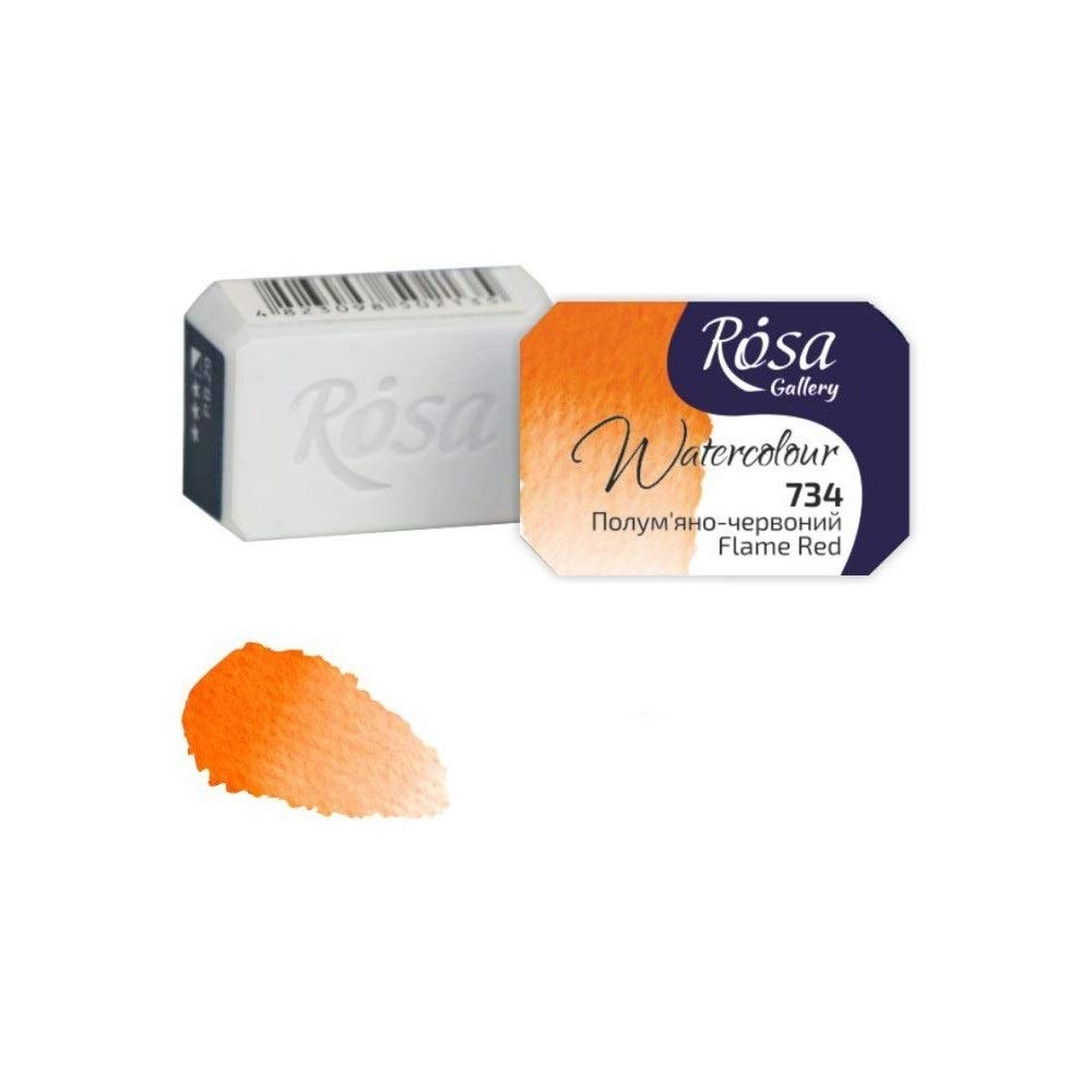 Professional Watercolour Paint, 2,5ml Half Pan, Gallery (Flame Red (Orange)
