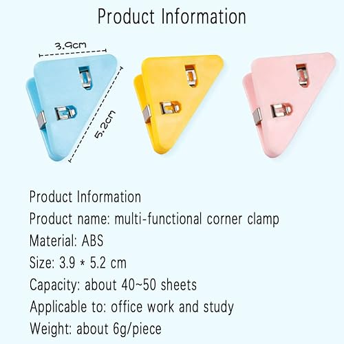 Miniatura 4 de Clip de datos de esquina triangular, clip de esquina de página de libro triangular, cierre de documentos de carpeta de color multifuncional, evita