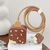 Togbel Cute Protective Case for iPhone 20W USB-C Adapter Charger Cable, Unique Design Funny Fun Kawaii 3D Cartoon Protective Charger Cover Cable Protector for iPhone Fast Charger (Blown Icecream)