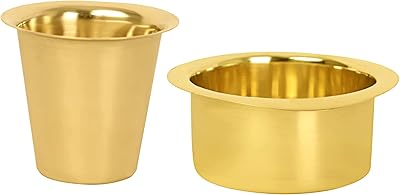 HANDTECHINDIA Brass Dabara Matte Plain For South Indian Filter Kaapi Dabara Set for South Indian Filter Coffee Special South Indian Coffee Brass Filter Handmade Tumbler Cup