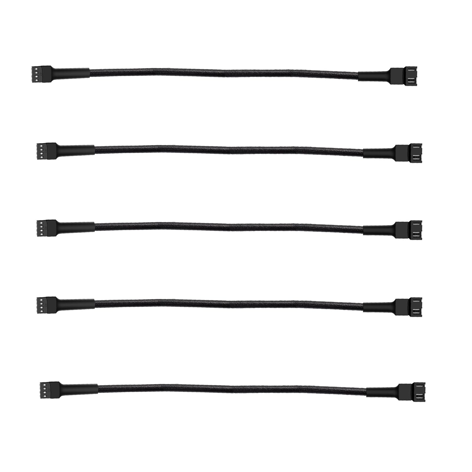 skineat, 3 Pin / 4-Pin pc Fan Extension Cable(12" 30cm, Black) (pwm Fan Extension Cable 5 Pack)