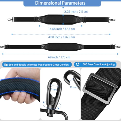 ZINZ Shoulder Strap 69" with Padded, Universal Bag Strap with Dual Buckles and Metal Swivel Hooks for Laptop Bag, Camera Bag2