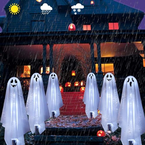 Homeleo Set von 6 kürbis solarlampen für HalloweenDeko Outdoor, Garten, Wetterfest, Patio, Rasen, Zaun, Veranda, Balkon – Ansicht 3