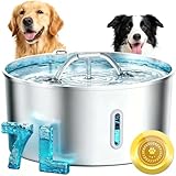 Dog Water Fountain for Large Dogs, 7L/236oz Stainless Steel Dog Fountain Water Bowl Dispenser, Automatic Cat Water Fountain with Ultra Quiet Pump, Large Drinking Area