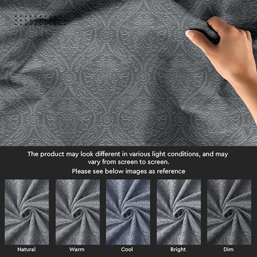 Image of Encasa XO Embossed Velvet Fabric Material by Meter Grey | Sofa Cloth Material | Unstitched Fabric for Making Cushion Cover, Sofa Cover | 175 GSM | 5 Meters, 500x150 cm