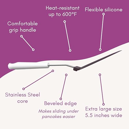 Miniatura 4 de KPKitchen Espátula ancha para panqueques – Volteador de silicona extra grande resistente al calor para utensilios de cocina antiadherentes –