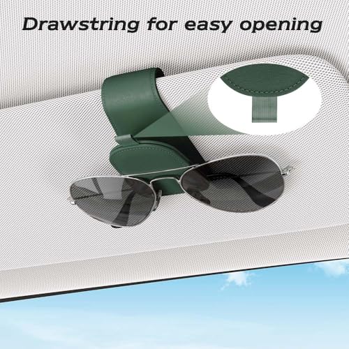 Image of Sotfamily Sunglass Holder for Car Visor, Grass Green, 2 Packs | Suede Cloth, Magnetic, Organizer for Car Accessories