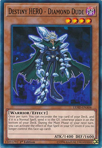 Amazon.com: Yu-Gi-Oh! - Destiny Hero - Diamond Dude - LEHD-ENA06 - Common -  1st Edition - Legendary Hero Decks