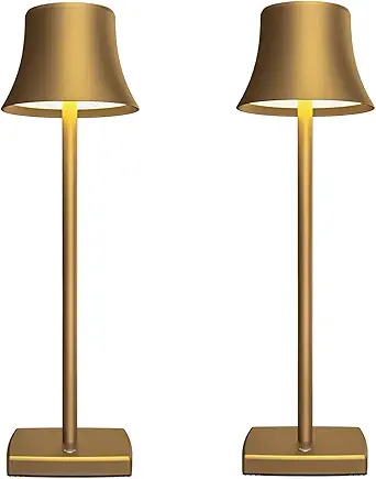 SAKRINGT 2 Pack LED Cordless Table Lamps Rechargeable,5000mAh Battery Operated Table Light,3 Color Stepless Dimming,Portable Small Desk Lamp in Aluminum for Party Patio Restaurant Indoor/Outdoor