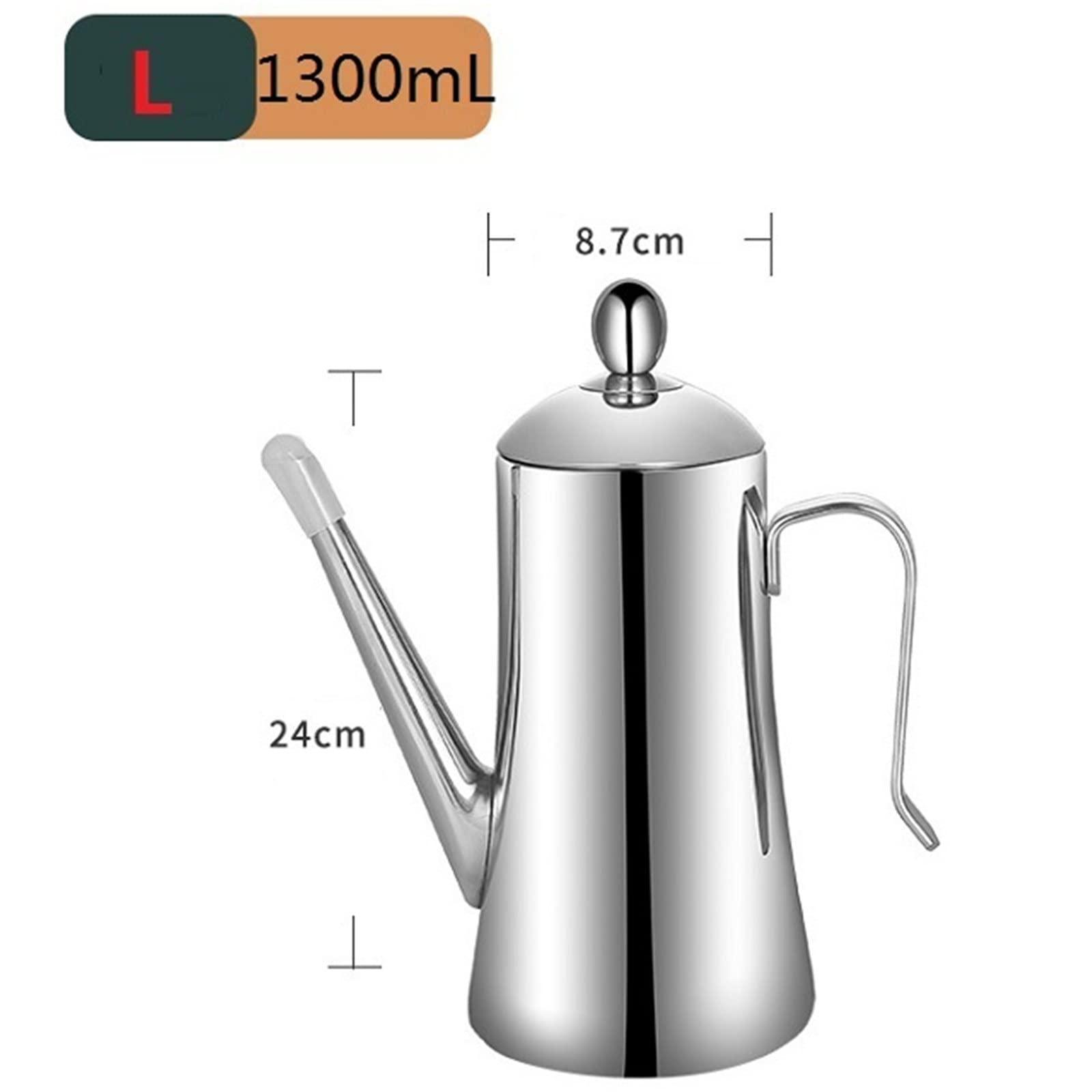 Butelka z dozownikiem oliwy z oliwek z antypoślizgową wylewką i antypoślizgowym uchwytem, pojemność 1300 ml, do garnków filtrujących olej, narzędzie kuchenne premium