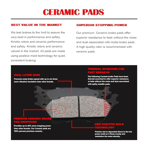 Image of Front (12.64 inch, 321mm) and Rear Drilled and Slotted Rotors Ceramic Brake Pads Replacement for 2010-2017 GMC Terrain 2010-2017 CHEVY Equinox