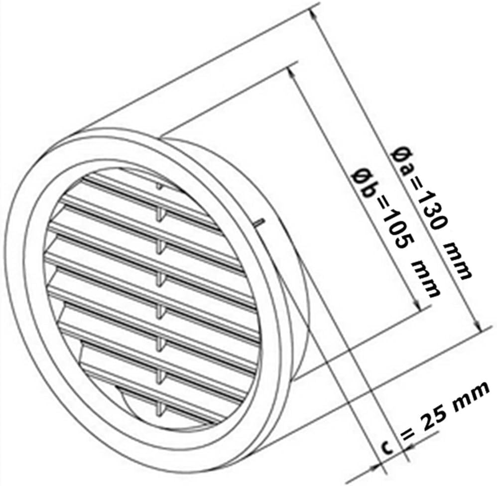 Rundes Kunststoff-Lüftungsgitter Mit Insektenschutz – ASA-Material, Deckmaß 130 Mm, Für Innen/außen