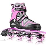 Ruthfot Patines en línea ajustables para niños y niñas, patines luminosos para niños de 6 a 12 años de edad, patines luminosos al aire libre para mujeres y hombres