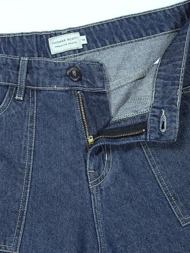 Image of Thomas Scott Mens Mid Rise Relaxed Fit Cotton Cargo Jeans