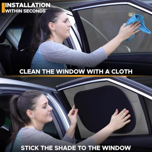 Image of EcoNour Car Window Shades for Baby (4 Pack) | Protects Baby from Window Sun & Heat | Sun Shade Side Windows for Kids | Automotive Sun Protection from UV | Child Safety Accessories | Medium - 20 inchx12 inch