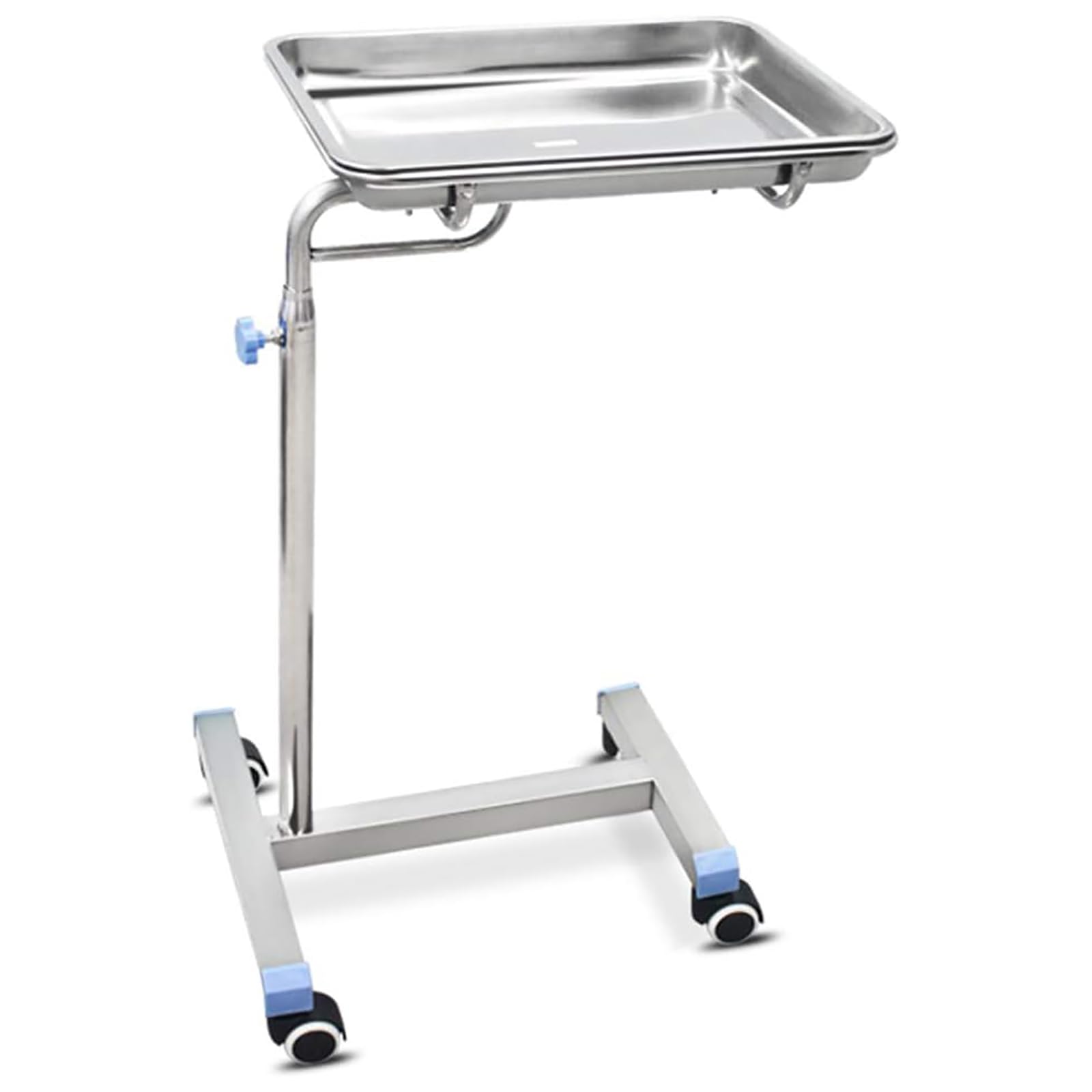 Medyczny wózek laboratoryjny, mobilny stojak ze stali nierdzewnej z podstawą typu H, regulowana wysokość 78-128 cm, kółka 360°, obsługuje 15-25 kg, dużo miejsca do przechowywania