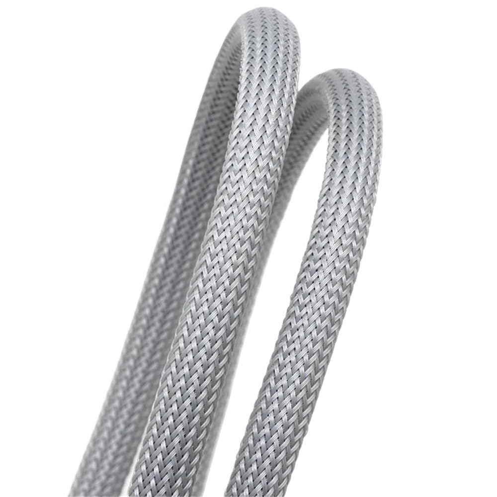 Ekspansywna tkana tuleja kablowa, Szary oplot z tworzywa PET, długość 1 m, 5 m, 10 m, izolowany kabel o wysokiej gęstości, średnica 2 mm do 60 mm, osłona ochronna, rozszerzalna, 1 szt.(50MMx