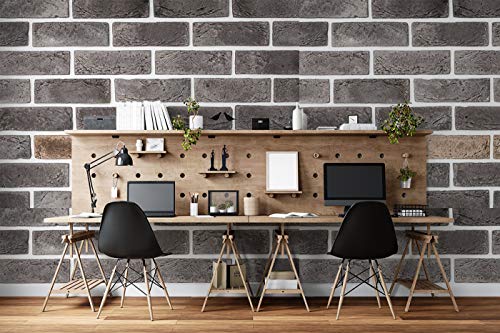 Image of DWELLSINDIA Brown Grey Bricks Self Adhesive Wallpaper, Waterproof, Scratch Resistant, Laminated (41cm x 244cm, Multicolour)