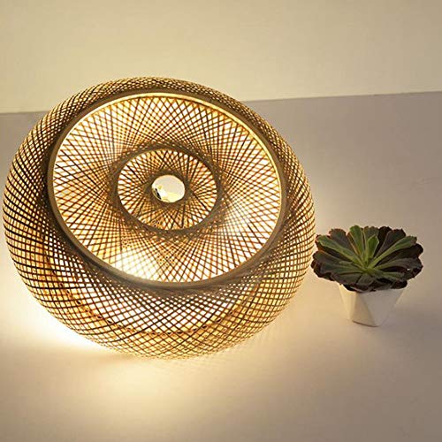 Lustre en bambou tressé vintage de 60cm pour salon