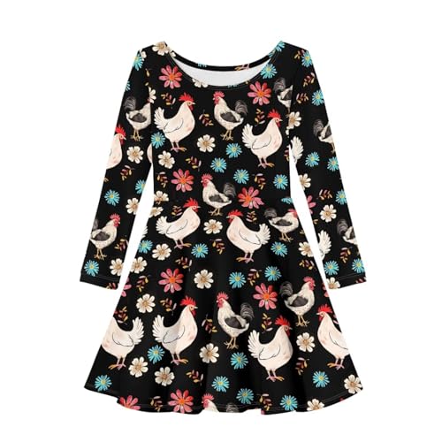 Long Sleeve Dress for Girls Casual Swing Dresses A-Line Twirly Skater Dress