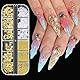 Nail Charms Gold, 3D Metall Nageldesign – Sommer Strandthema mit Muscheln, Seepferdchen und Perlen für DIY Maniküre und Bastelprojekte