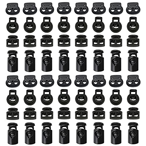 Gotetiso Verrou Cordon 100 Pièces Serre Cordon Serrures à Ressort Bouchon de Cordon Verrou de Cordon en Plastique Stop Cordon Serrures de Cordon Noir Serrures à Cordon à Ressort Cover