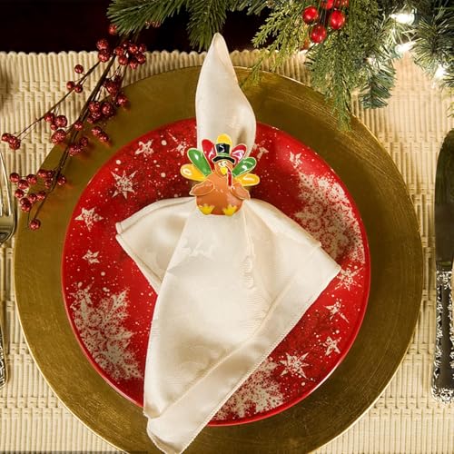 Image of Legigo Set of 12 Turkey Napkin Rings for Thanksgiving Decorations- Thanksgiving Napkin Holder Fall Napkin Rings for Dinner Wedding Banquet Family Gatherings Table Settings Decor Present