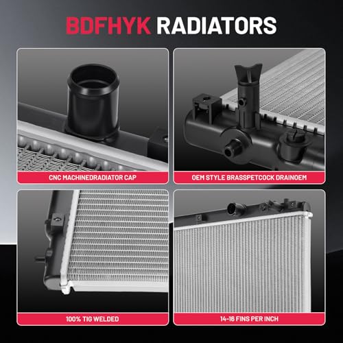 Image of BDFHYK 13626 Aluminum Radiator for Honda CR-V 2017-2022, CU13626 DPI 13626, 1-Row 16mm Core, Direct Fit Replacement, OE 19010-5PA-A01