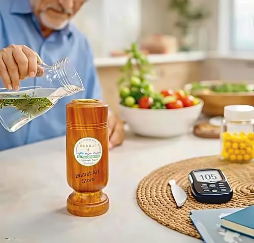 Image of Vijaysar Wooden Glass, Natural 100% Vijaysar Wood, Diabetes Controller, Ayurvedic Glass /Tumbler