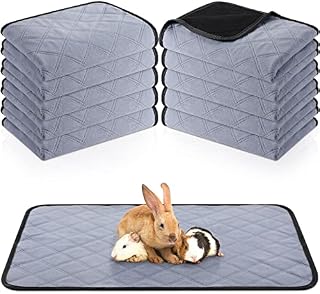 10 Pieces Bulk Guinea Pig Pee Pad Reusable Washable Guinea Pig Cage Liners Guinea Pig Fleece Bedding Absorbent Guinea Pig Accessories Non Slip Guinea Pig Mats for Cages (24 x 18 Inches)