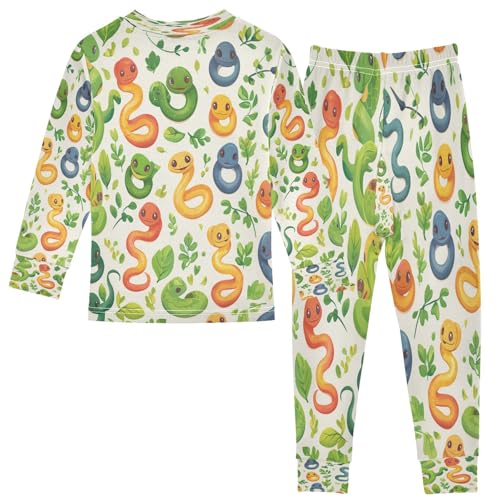 Pajama Sets Long Sleeve Cute Colorful Snake Pattern Soft Comfy Sleepwear 2 Piece PJS 3-8T3