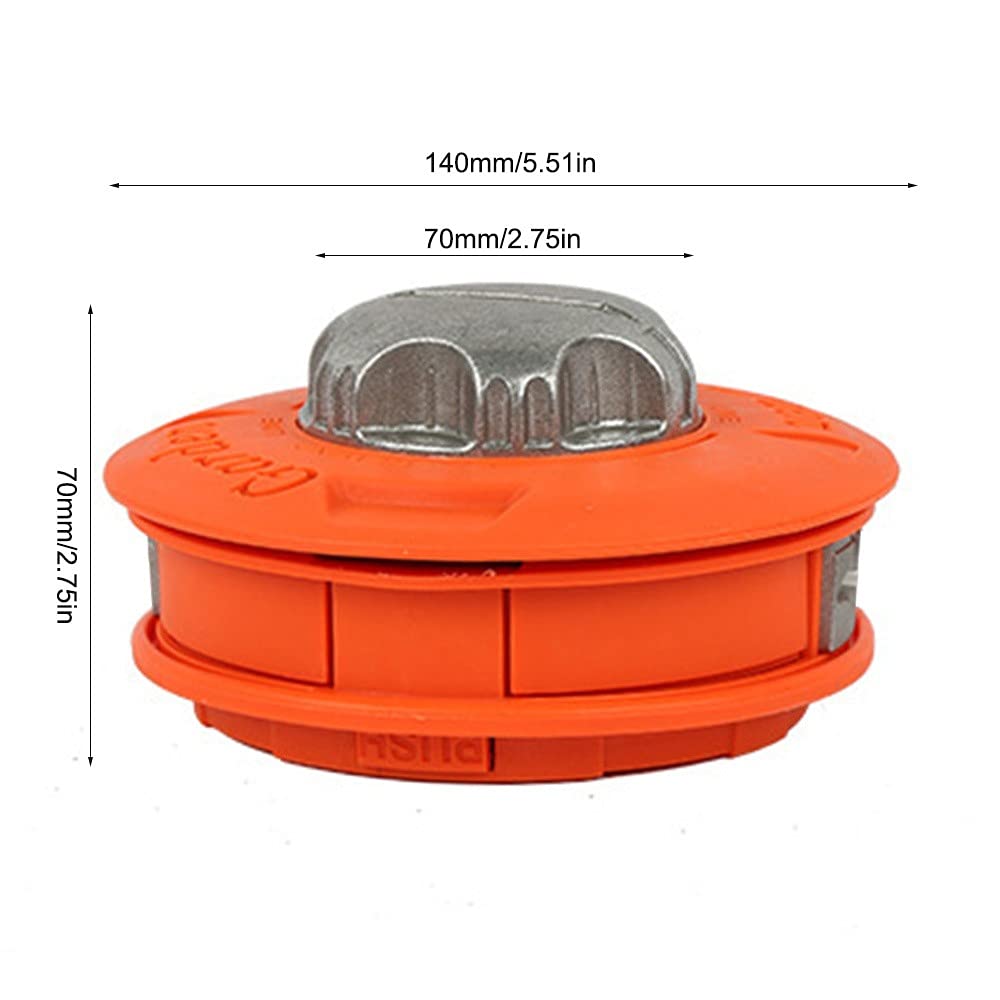 Cabezal Desbrozadora Universal, Cabezal de Bobina de Repuesto M10x1,25mm, Cortacésped Universal con Cabezal de Corte de 2 Hilos Rosca M10 Cabezal de Corte de Aluminio para desbrozadora(Naranja)