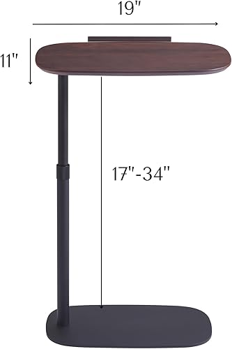 Miniatura 2 de COZYMATIC Amarian Mesa auxiliar en forma de C, mesa de sofá de madera con altura ajustable y mesa giratoria, escritorio de trabajo para computadora