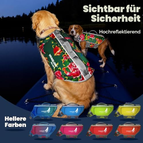 VIVAGLORY Hunde Schwimmweste High Buoyancy Hundeschwimmweste, XS, Floragrün