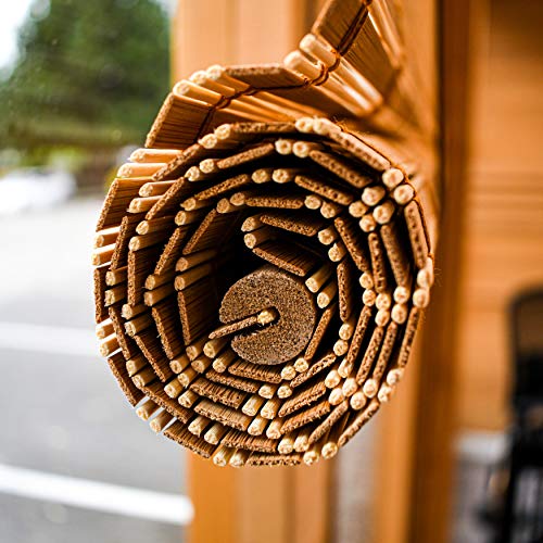 image for ALEKO BBL23X64BR Light Brown Bamboo Roman Wooden Roll Up Blinds Light 