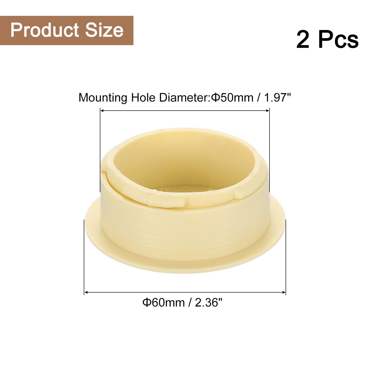 uxcell 2 Pcs Desk Grommet, 1.97 inch 50mm Desk Cable Hole Cover Wire Hole Insert for Home Office Table Cabinet Cord Organizer, Beige