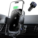 [Ice Cooling Charging] Wireless Car Charger, ZeeHoo 15W ICEBLOCK Dual Coils Fast Charging Auto Clamp Phone Mount for iPhone 15 14 13 12 11 Pro Max XR,S22 Ultra S21 S20, S10+ S9+Note 9