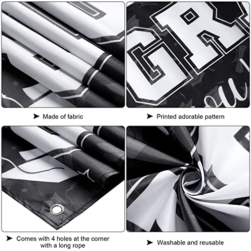 Image of 37Pcs Graduation Banner Balloon Decorations Class of 2026, Congrats Grad Banner Yard Outdoor Decorations, Graduation Balloons Banners Set for High School College Grad Party Supplies, Black Silver