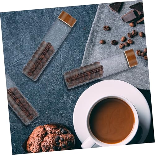 Tubos de almacenamiento para café con soporte de madera miniatura 6