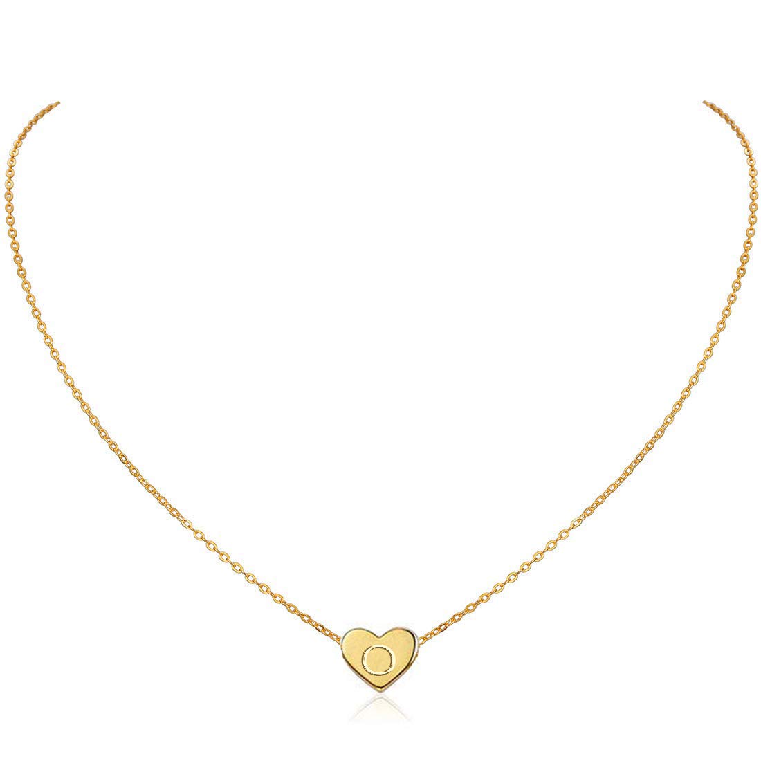 MOMOL Initial Heart Necklace 18K Gold Plated Stainless Steel Small Dainty Heart Pendant Necklace Personalized Name Necklace Tiny Letter Charm Necklace