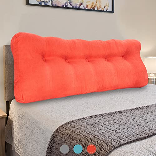 Vekkia Large Triangular Bed Rest Positioning Support Pillow for Reading in Bed, Perfect Bolster Lumbar Cushion for Day Bed & Bunk Bed, Wedge Headboard Pillow with Removable Cover Orange （Twin）