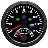 ARTILAURA GPS Speedometer 0-160MPH with Tach 8000 RPM Marine Boat GPS Speedometer Tachometer 85mm 3 3/8