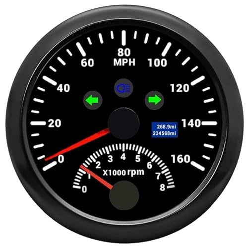 ARTILAURA GPS Speedometer 0-160MPH with Tach 8000 RPM Marine Boat GPS Speedometer Tachometer 85mm 3 3/8