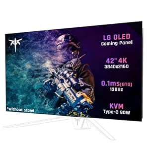 42 Inch 4K OLED Gaming Monitor, 3840×2160 UHD White Monitor, 138Hz, 0.1ms(GTG), DP1.4, HDMI2.1, USB3.0, 90W USB Type-C Reverse Charging, 2 * 8W Built-in Speakers, HDR, VESA, G42P5