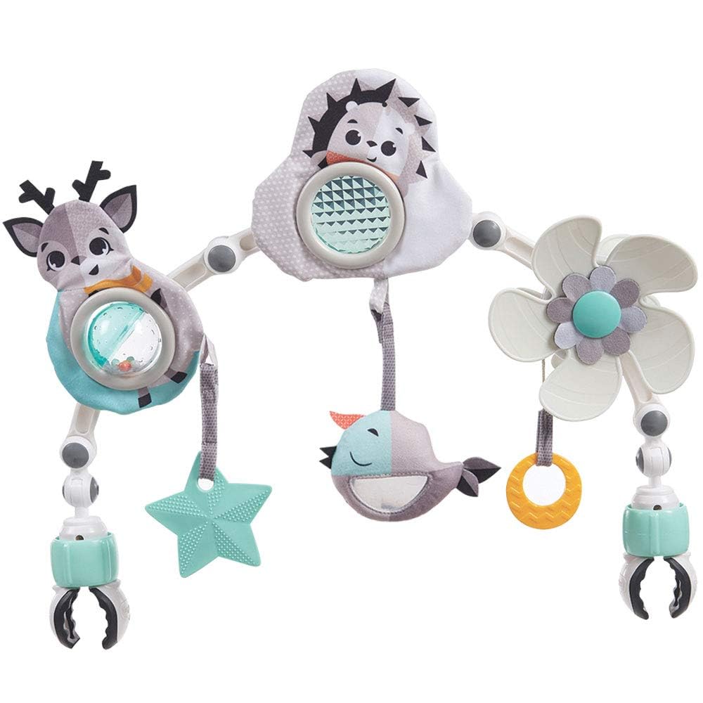 Tiny Love Sunny Stroll Spielbogen mit interaktivem Rasselspielzeug, nutzbar ab 0 M +, mit flexiblen Universal Clips passend für die meisten Kinderwagen, Magical Tales