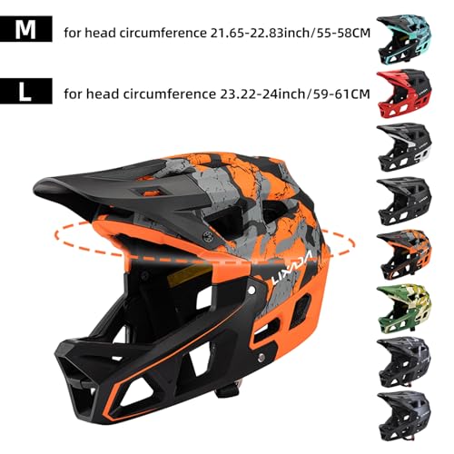 Lixada Adult Bike Helmet, Full Face Mountain Bike Helmet Lightweight Bicycle Helmet with Pads & Visor, Comfort Cycling Helmet Racing Downhill MTB Helmet for Men Women