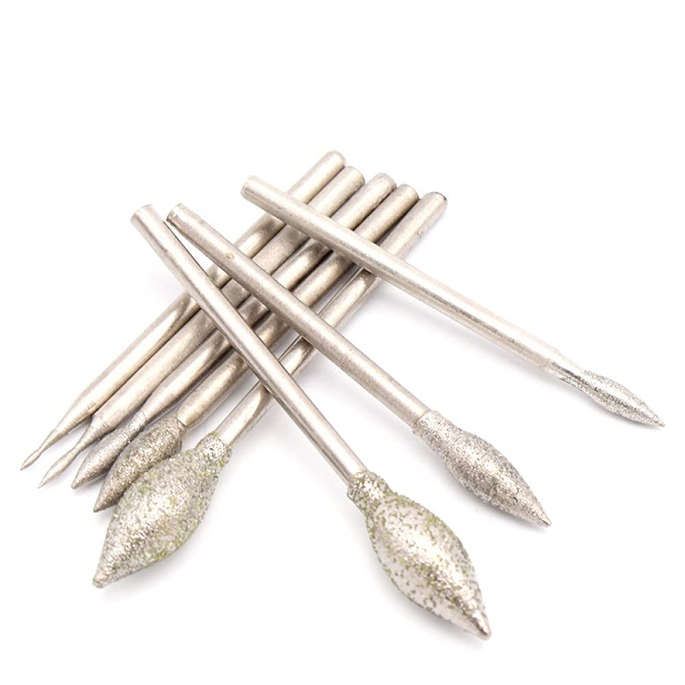 8 Punze Diamantate Per Smerigliatrice - Testa Cilindrica, 2,35mm, Per Intaglio E Lucidatura - Foto 2