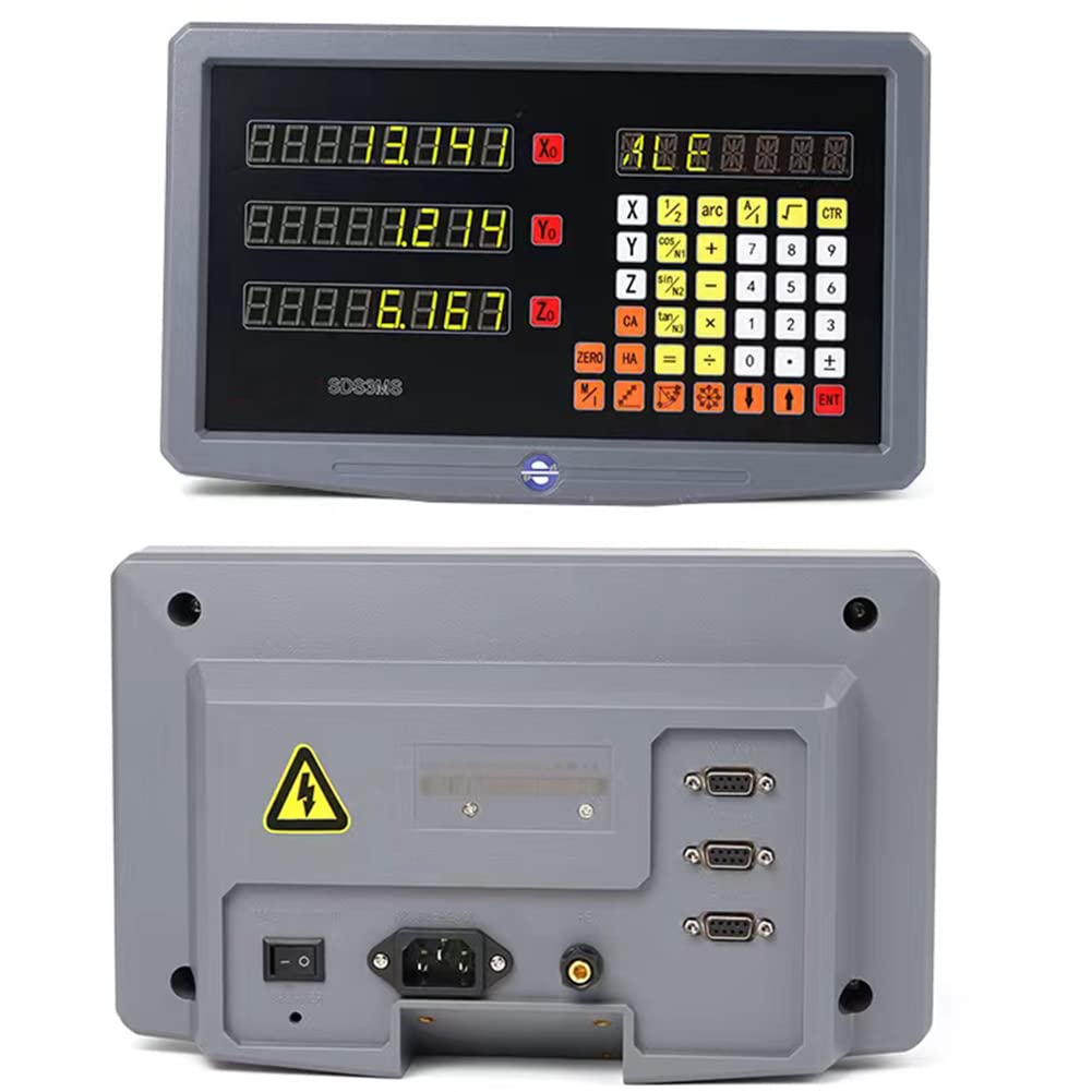 3 Achse Digitalanzeige Kit GUILOPOER 5µm Digitalanzeige mit 3 Axis Linear Maßstab für CNC-Fräsen Elektronische Linearwaage Fräsmaschinen Positionsanzeige (200mm+400mm+550mm)