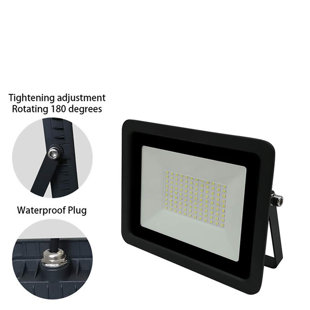 WCT [Lot de 2] 50W Blanc Chaud LED Projecteur Noir Réflecteur AC 220V IP68 LED Projecteur Mur Extérieur Paysage Éclairage