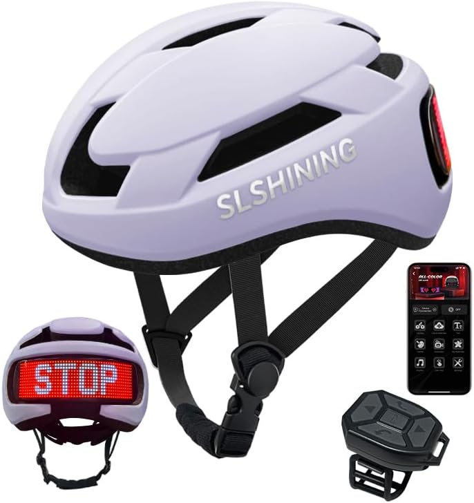 Bike Helmet, Smart App Program Bike Helmet with USB Rechargeable Light, Back Light Mountain for Adult&Men Women, with Turn Signals Remote Control